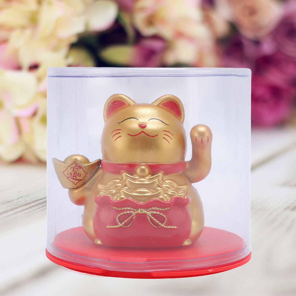 Feng Shui   Cat Solar Powered Waving Maneki Neko Decoration   Cat Statue for Home Shop Car Interior