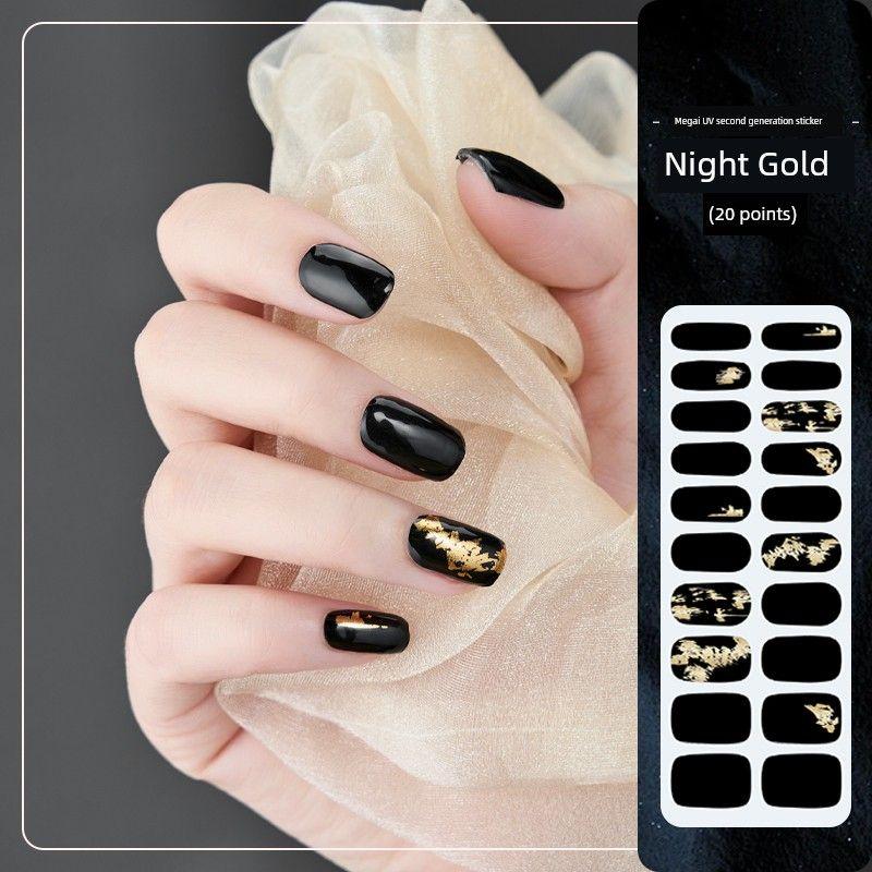 

Meigai UV Nail Sticker Gilding Black Gilding Niche Style Ins Long Lasting Waterproof Semi-Baked Gel Nail Stickers a mghz997
