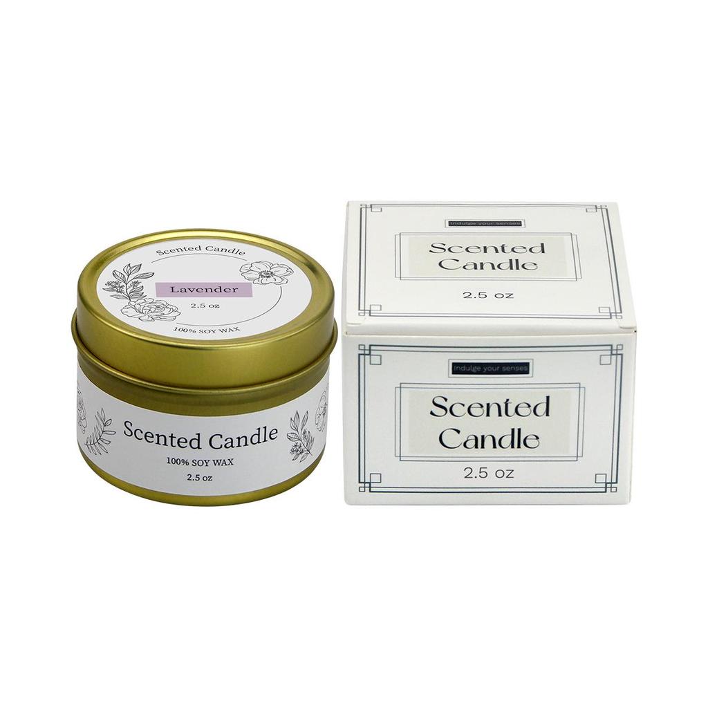 Soy Wax Scented Candle in Gold Tin - Smokeless Aromatherapy Gift Box