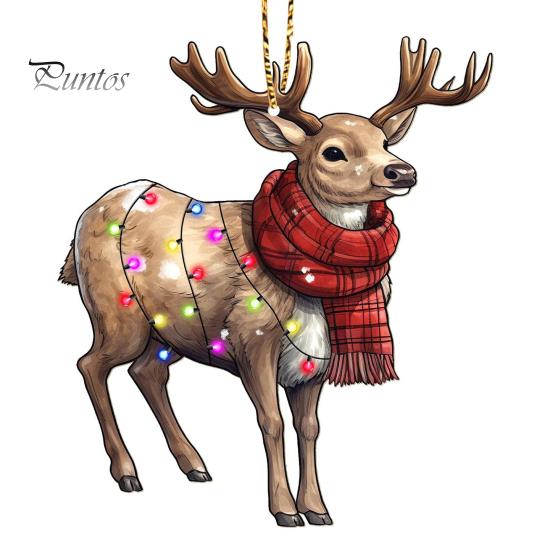 

Різдвяні прикраси Мультяшні тварини Санта Лось Слон Висяча прикраса Акриловий кулон зі шнурком для домашнього декору ялинки E