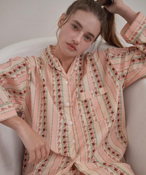 [OFF HOUR OBJET] Ruby Petal Bay Long-sleeve Pajama Set [2SET] [Shipped from Korea] 100% Authentic