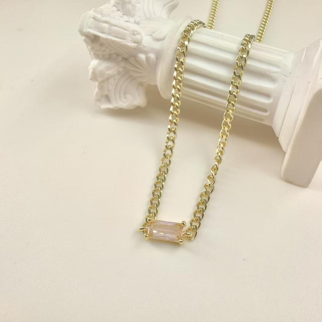 Cubic Zirconia Gold-Plated Cuban Chain Necklace - European American Fashion Statement for Women