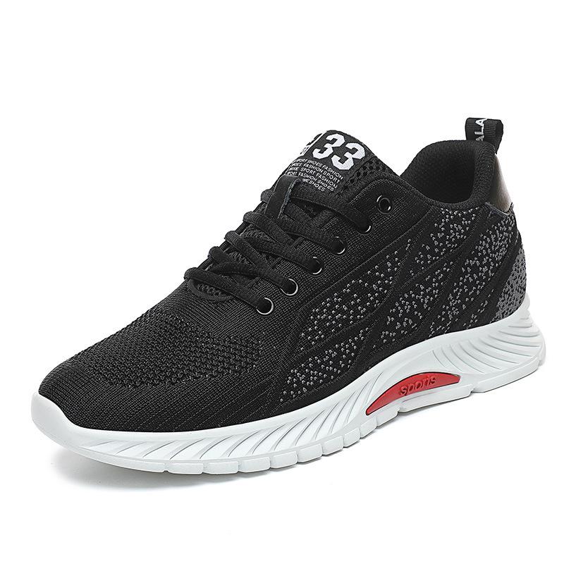 Foreign Trade Fly-woven Sports Shoes Mesh Shoes Outdoor Wear-resistant Running Casual Shoes Invisible Height Increase 6cm Men's Shoes