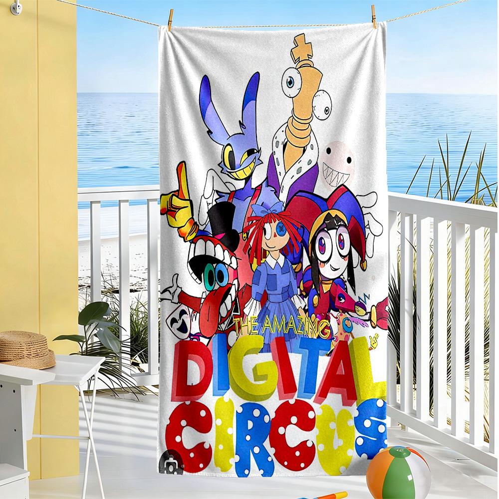Digital Circus Beach Towel High Absorbency & Quick-Dry Comfortable Lightweight