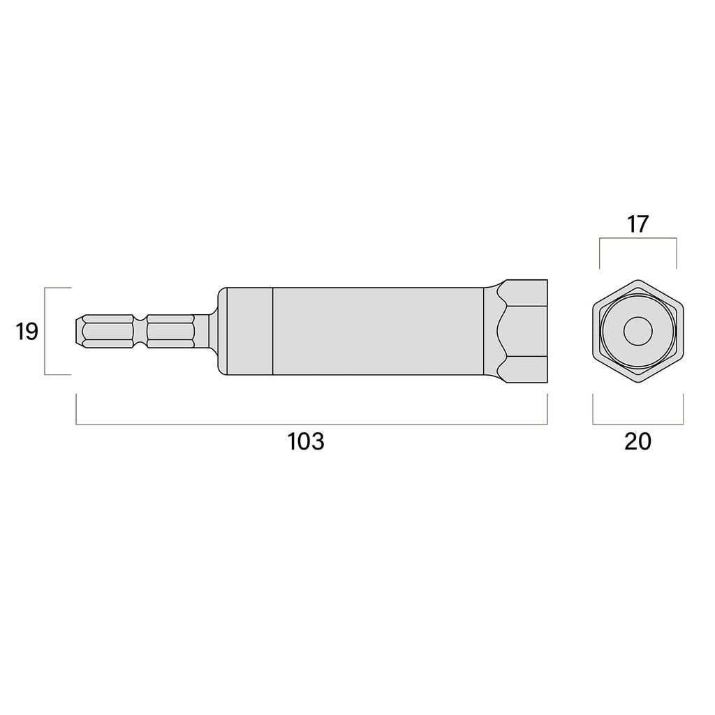Fujiya Swivel Raceway Socket, 17mm, Hexagonal, Black Gold, 506-17K-BG