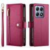 Flip Case for Xiaomi 14T Pro, Wallet Zipper Pocket, Red