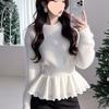 Knitted Sweater Women's Simple Belly White Lace Edge Korean Bottoming Shirt Waist Winter