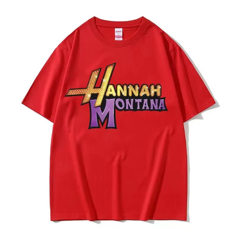 Y2K T-Shirt Streetwear Sommer Hannah Montana Logo T-Shirt Unisex Damen Lässig Kurzarm T-Shirt Unisex Mode Ästhetik Trend