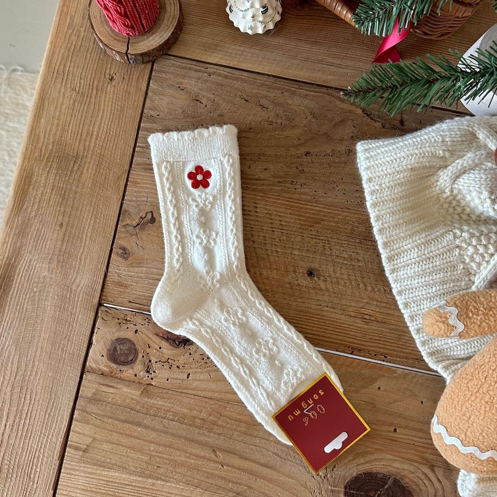 Happy New Year Socks Bow Un Red Socks Song Red Socks Christmas Bow Gm Socks So Big Wood Warm Velvet