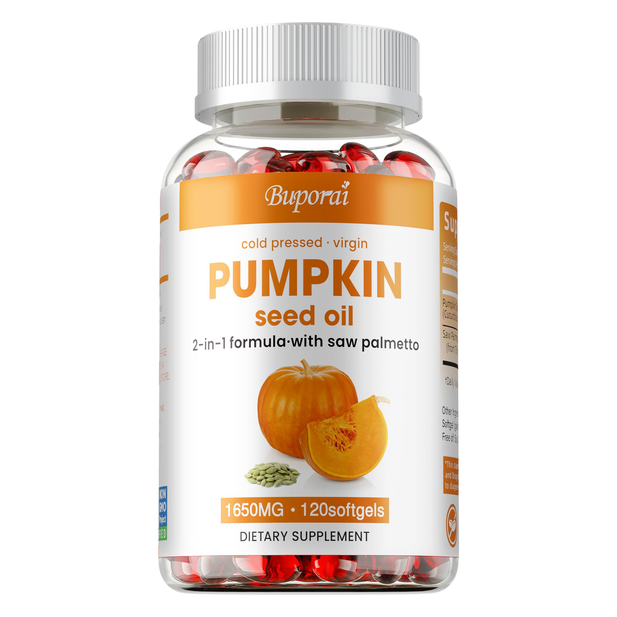 Aceite de Semilla de Calabaza - Saw Palmetto - Crecimiento del Cabello, Salud del Tracto Urinario y la Próstata 120 white