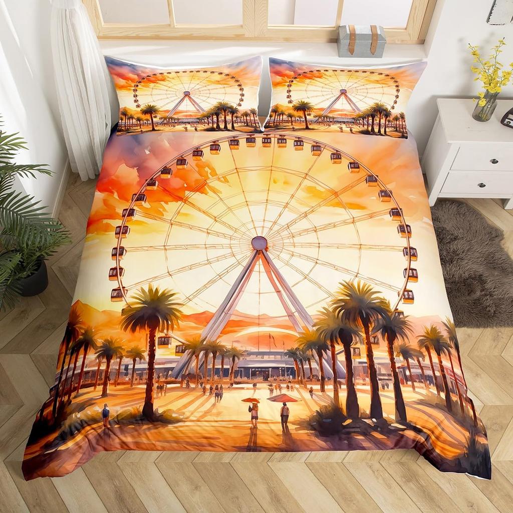 Amusement Park Duvet Cover Set For Kids Boys Girls Lightweight Down Quilt Covers Room Decor 2 Pillowcases 1 Duvet Cover No Quilt
