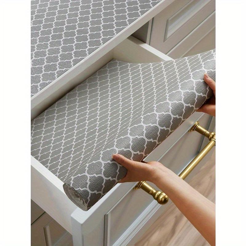 1 Roll Grey Thickened Shelf Liner for Kitchen Cabinets Non-Adhesive Drawer Liner Non-Slip Cupboard Liner Washable EVA Refrigerator