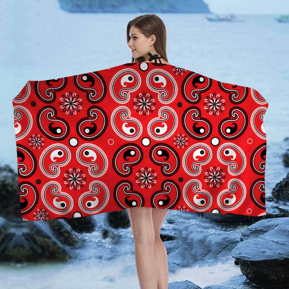 Mode B-Bandanna Microvezel Deken Sneldrogende Strandlakens Oversized Bedrukking Super Absorberend Zwembad Deken