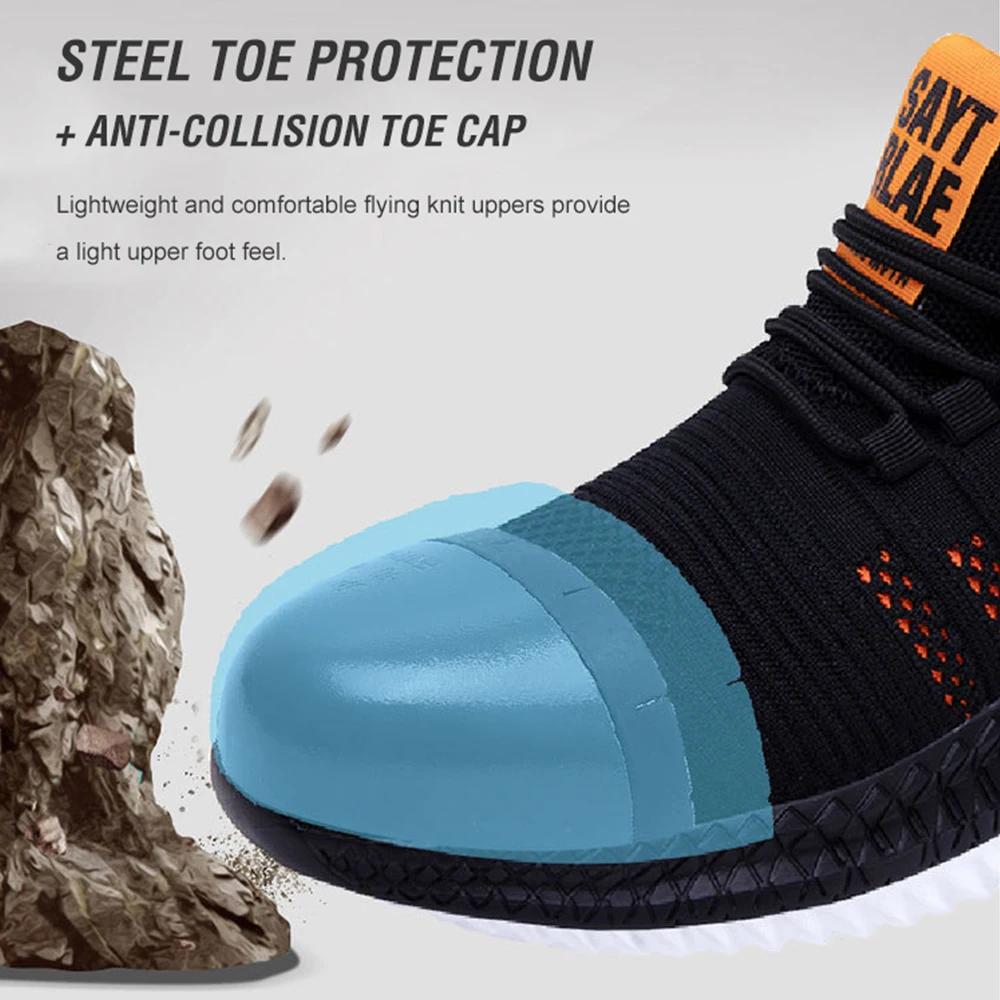Work Safety Shoes Summertime Breathable Men Air Cushion Work Protective Athletic Shoes Anti-Puncture Working Footwear Male Steel Toe Shoes