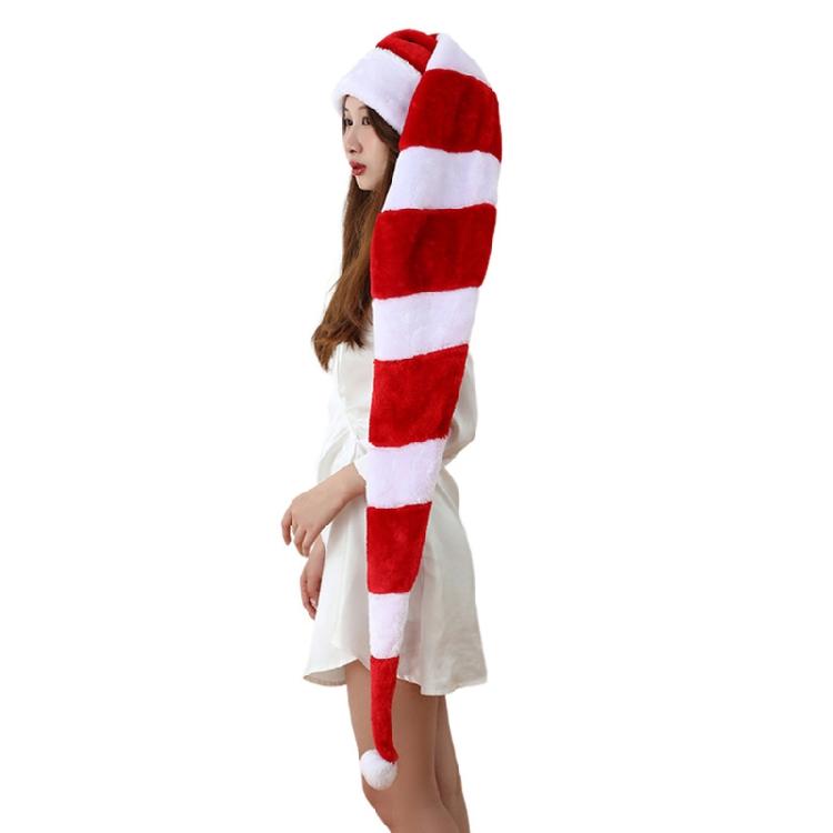 Funny 130cm Long Christmas Hat Striped Santa Hat Adult Plush for Celebrations