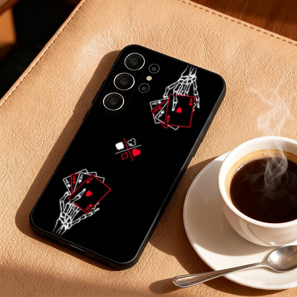 A-Ace of Spades Poker Phone Case For Samsung S25,24,23,22,30,21,10,9,Ultra,Plus,Lite,FE Soft Black Case