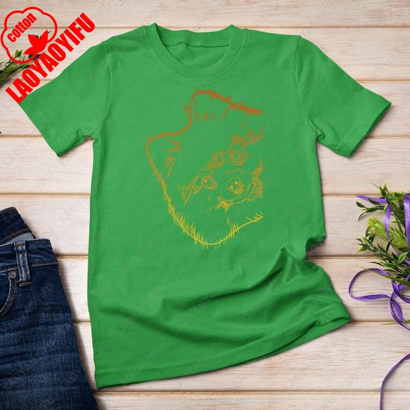 Lustiges Hund Pommern Unisex T-Shirt Einfach Kawaii Lieblich Paar Kleidung Männer Frauen Baumwolle Neuer Stil Oberteile Kreative Harajuku T-Shirts