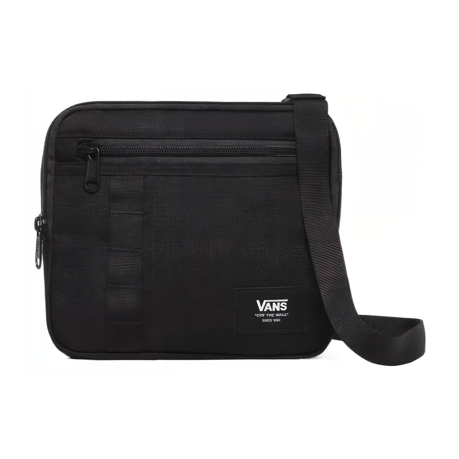 Vans Sport Minimalist Logo Print Patch Zipper Nylon Shoulder Crossbody Bag Unisex bags Black VN0A4RUH6ZC Pure Black