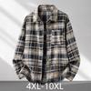 Men's Plus Size Plaid Flannel Shirt Lapel Collar Oversized Shacket 4XL‑10XL