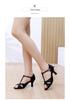 Women's Satin Latin Dance Shoes with Soft Sole, Medium-High Heel for Professional Practice