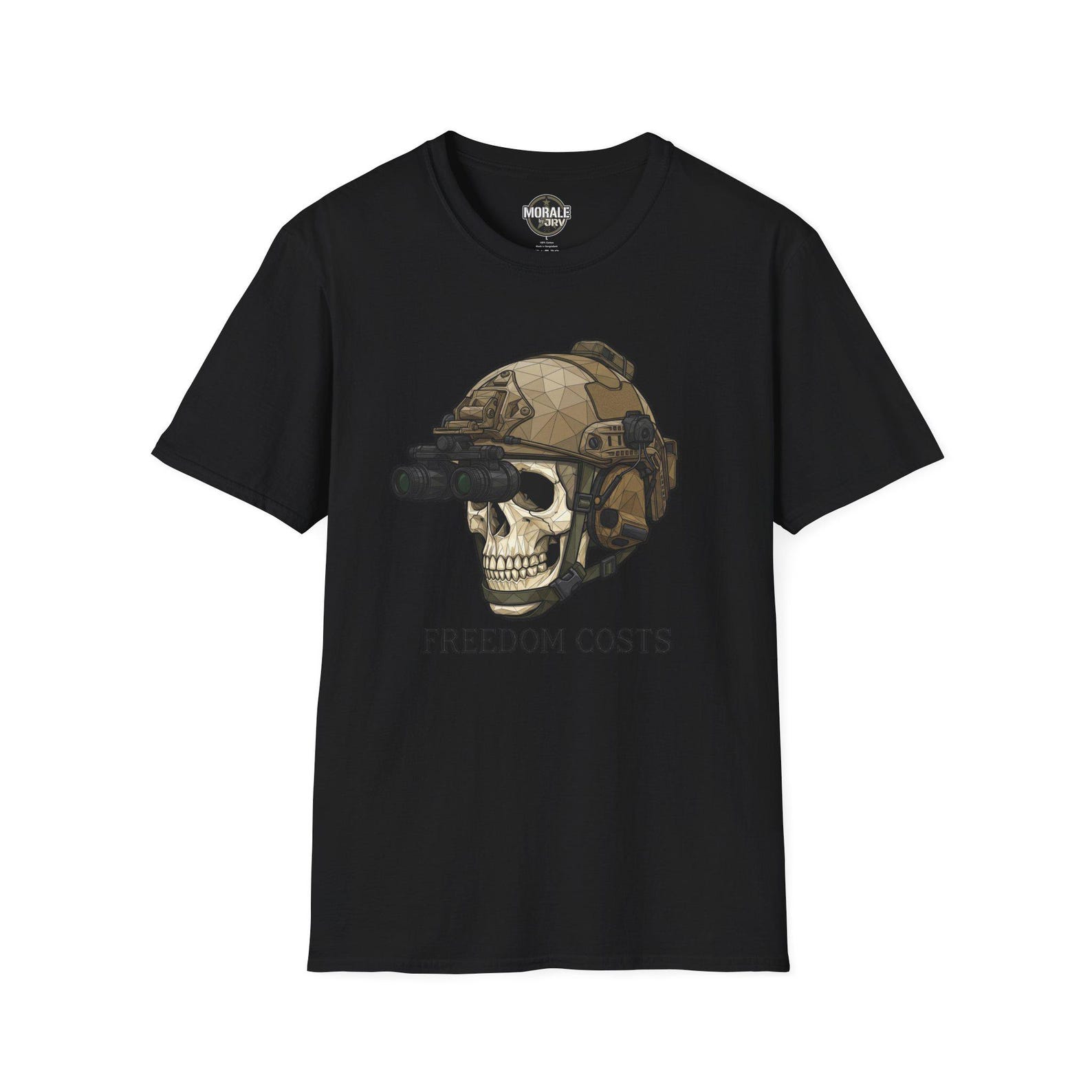 Tactical Helmet Skull T-Shirt | Freedom Costs Military Patriotic Tee | Vet Gift M