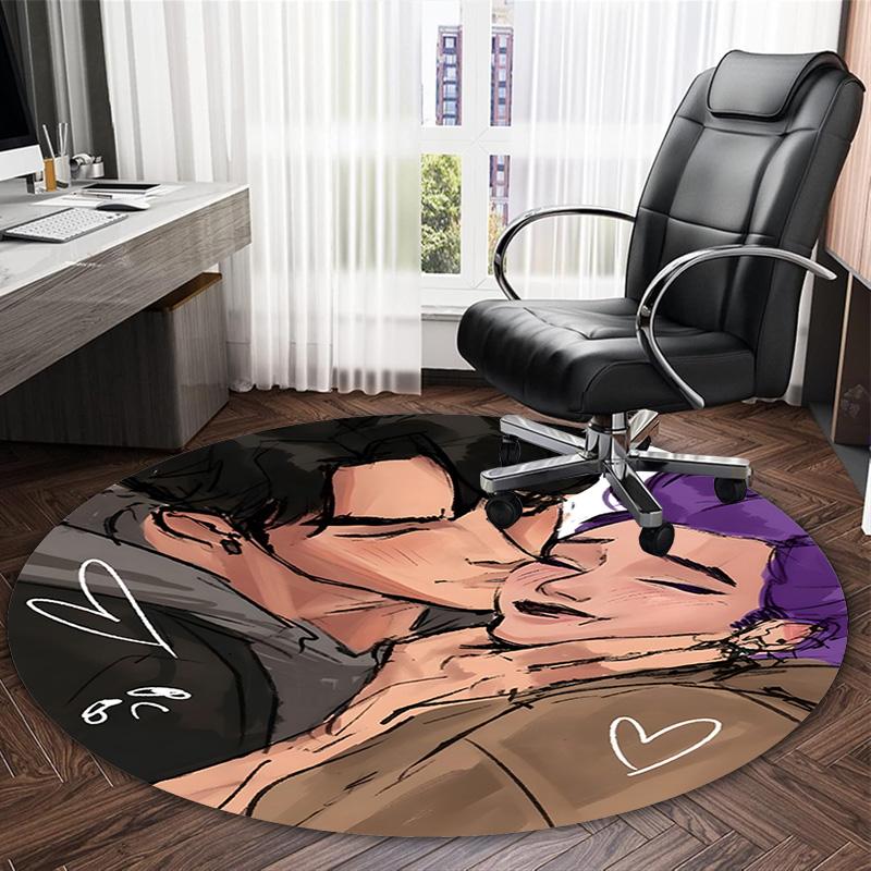 1pc KPop Demon Hunters RUMI8 Print Round Carpet Chair Round Carpet Suitable for Bedroom Living Room Home Decorative Carpet