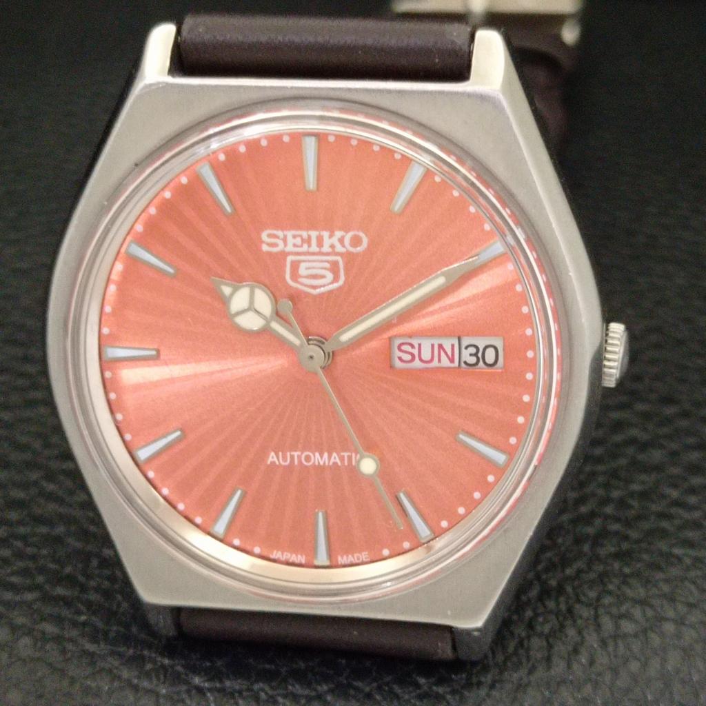 JAPAN VINTAGE SEIKO 5 AUTOMATIC 6309A MENS PEACH COLOR DIAL WATCH A701466-5