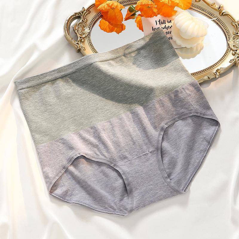 Big Size Female Spring and Autumn Color Cotton Loose High Waist Triangle Briefs