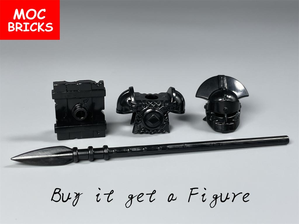 Einzelner MOC Baustein Schwarzer Goldener Rüstungswarrior Mittelalterliche Ritter Rom Waffe Actionfigur Pädagogischer Baustein Geschenke