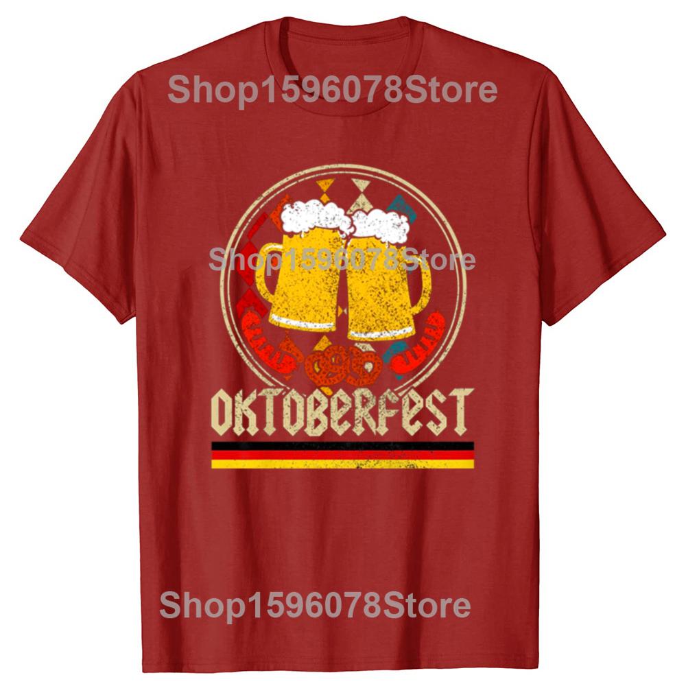 Oktoberfest Vintage Retro German Flag Munich Bavarian O-Neck Cotton T Shirt Men Women Casual Short Sleeve Tee Shirt
