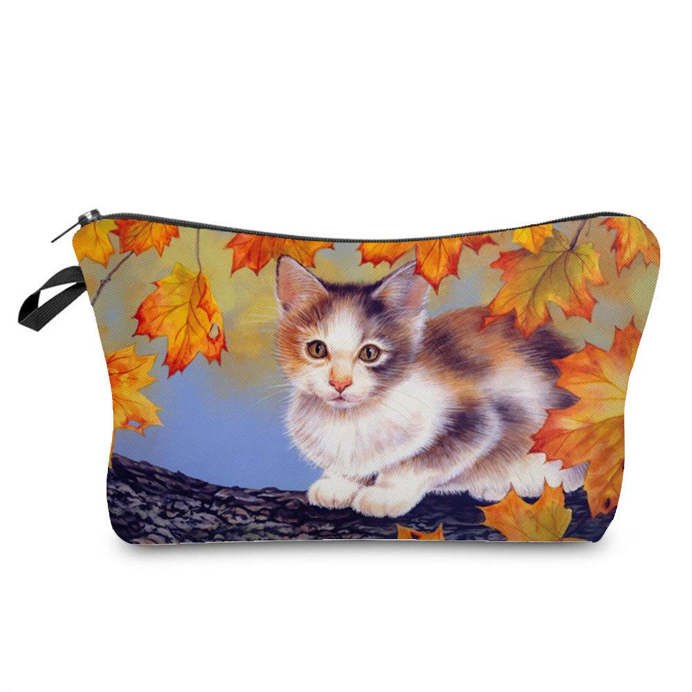 Women Cat Print Cosmetic Bag Toiletries Organize Travel Storage Case  6429