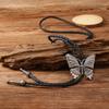 PU Woven Turquoise Feather Necklace Ethnic Style Bronze Butterfly Choker  Men