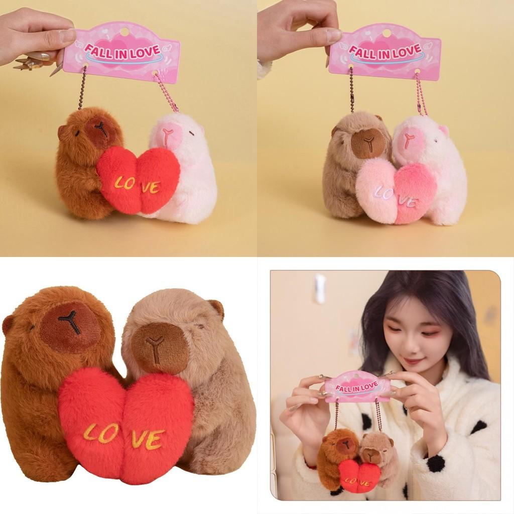 Cute Capybara Plush Keychain Heartfelt Design Soft Pp Cotton Gift For Friends And Lovers
