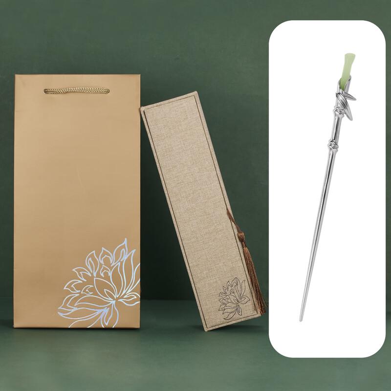 Jiu Wen Bao Stříbrná 925 Zelený Bambusový Vlasový Špendlík