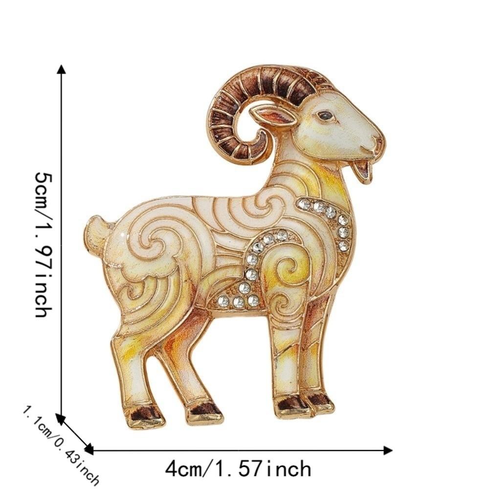 Beautiful Goat Enamel Brooch -inlaid Rhinestone Brooch Trendy Animal Pin  Wedding