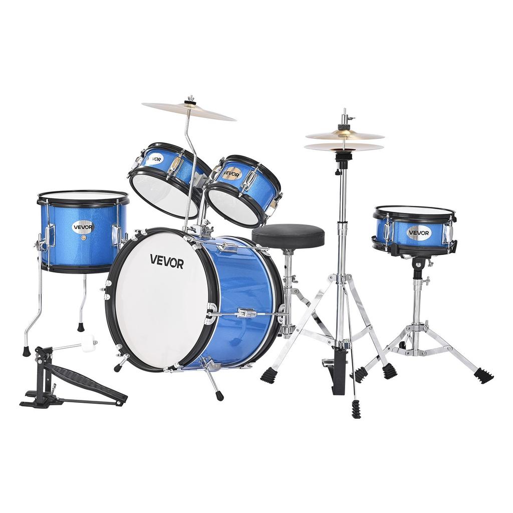 VEVOR Kids Drum Set, 5-Piece 14 in / 355.6 mm Junior Drum Sets, Beginner Drums Set with Adjustable Throne and Two Pairs of Drumsticks
