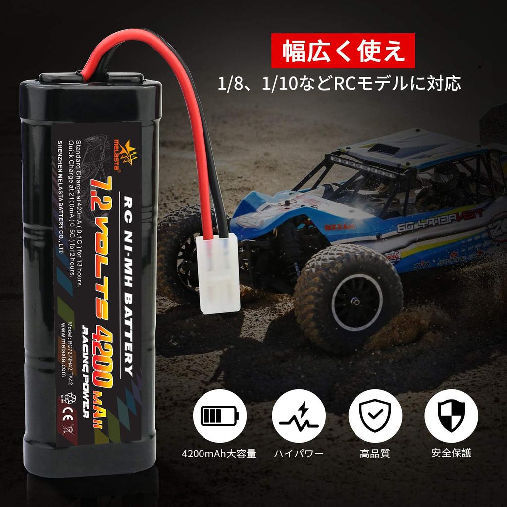Melasta 7.2V 4200mAh NiMH Battery, Tamiya Compatible Discharge Connector, NI-MH, High Capacity, Compatible with RC Cars, Racing Cars, and Many RC