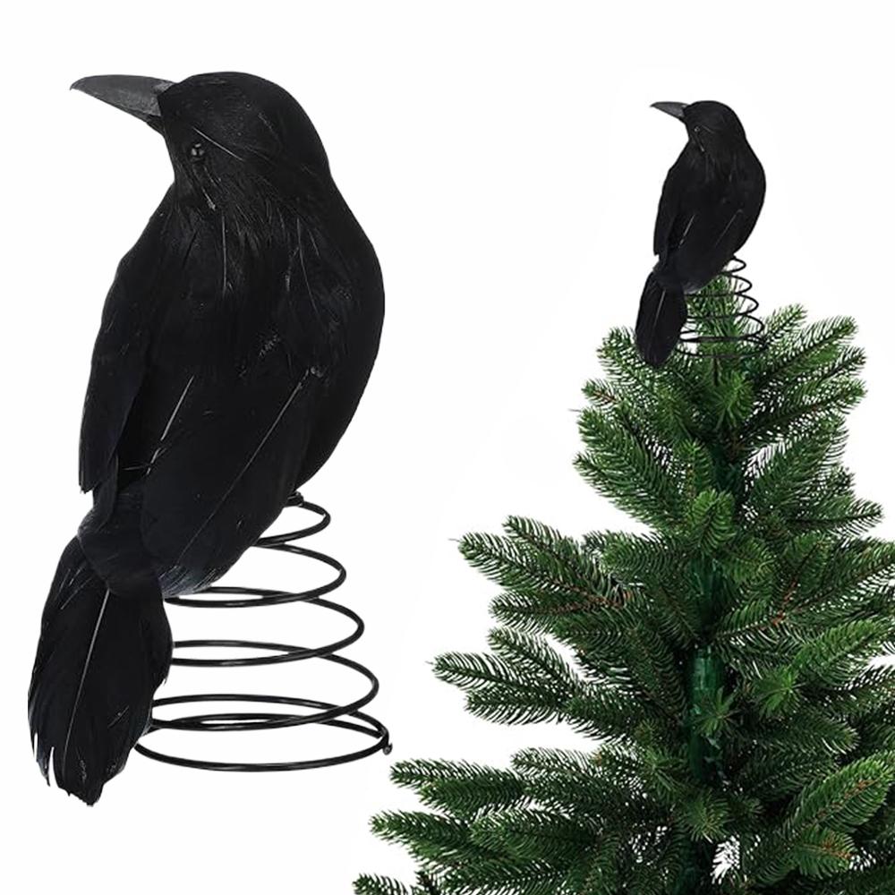 Realistic Artificial Crows Halloween Fake Bird Ghost Tree Top Decoration Halloween Party Props Horror Crow Decoration