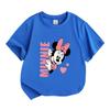 Kids Boys Girls 100% Cotton Crew Neck Short Sleeve T-Shirt, Cute Cartoon Mouse Print Casual Soft Tees with Sweet Pink Heart Pattern for Summer Daily W
