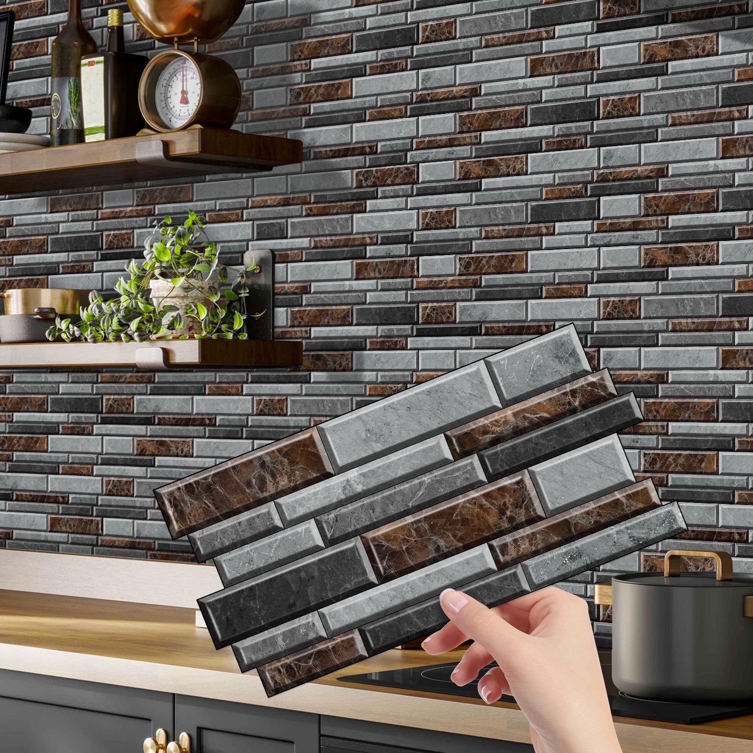 

PVC Marble Tile Stickers: Waterproof Self-Adhesive for Kitchen, Bathroom, Bedroom & Living Room Renovation 12x24.6 cm, 12 pcs