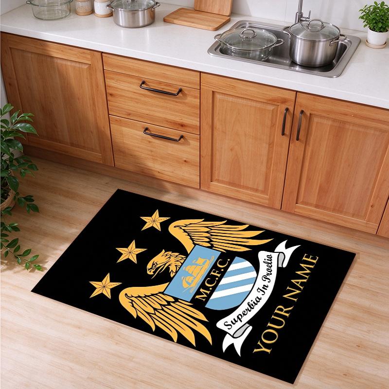 Manchester City Customizable name kitchen floor mat easy to clean and wipe down Suitable for kitchens living rooms and entryways—a perfec