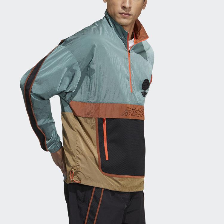 Adidas Sports Stand Collar Half-Zip Jacket Green/Black/Orange Men's GP0845