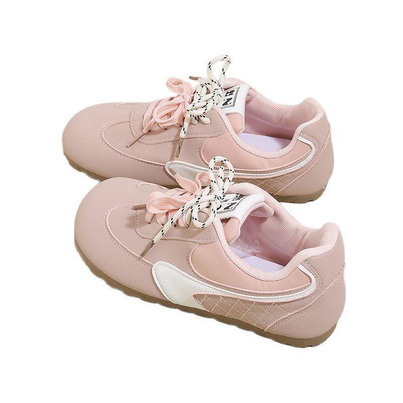 Niche pair of shoelaces design sense thick-soled women's small inner height increase round head tide