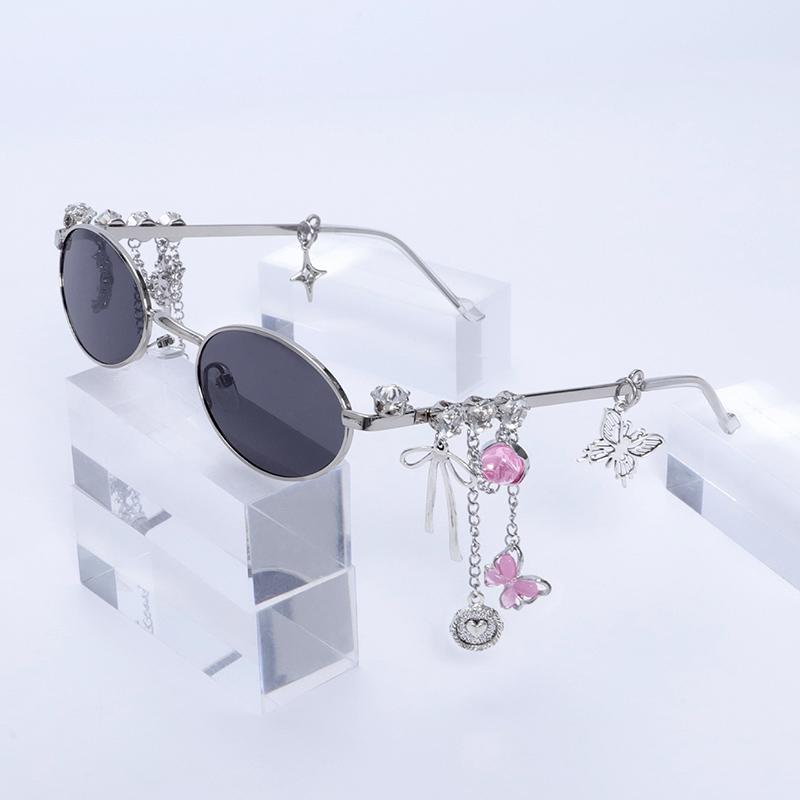 Personalized Sweet Cool Spicy Girl Eyeglasses  Star Diamond Small Frame Elliptical Glasses For Women Trendy Eyeglasses