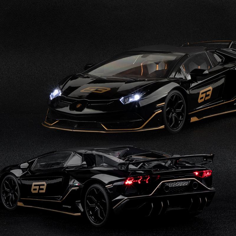 1/18 Lamborghinis Aventador SVJ63 Alloy Toy Car Model Wheel Steering Sound and Light Children's Toy Collectibles Birthday Gift
