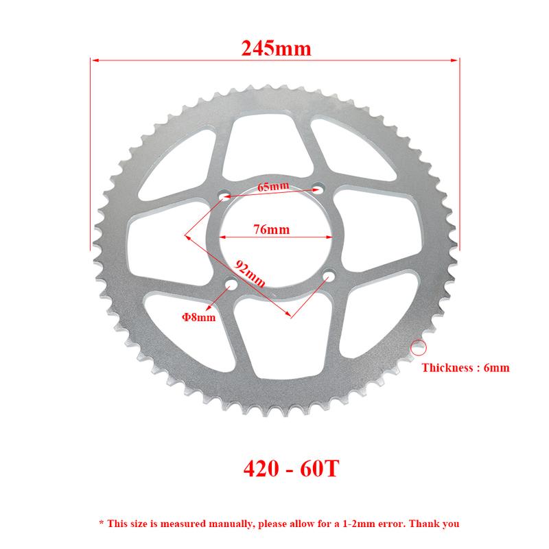 420 51T 57T 60T 76MM Sprocket for 50CC 70CC 90CC 110CC 125CC 140CC 160CC Pit Dirt Bike ATV Quad Motorcycle Buggy Go Kart Parts