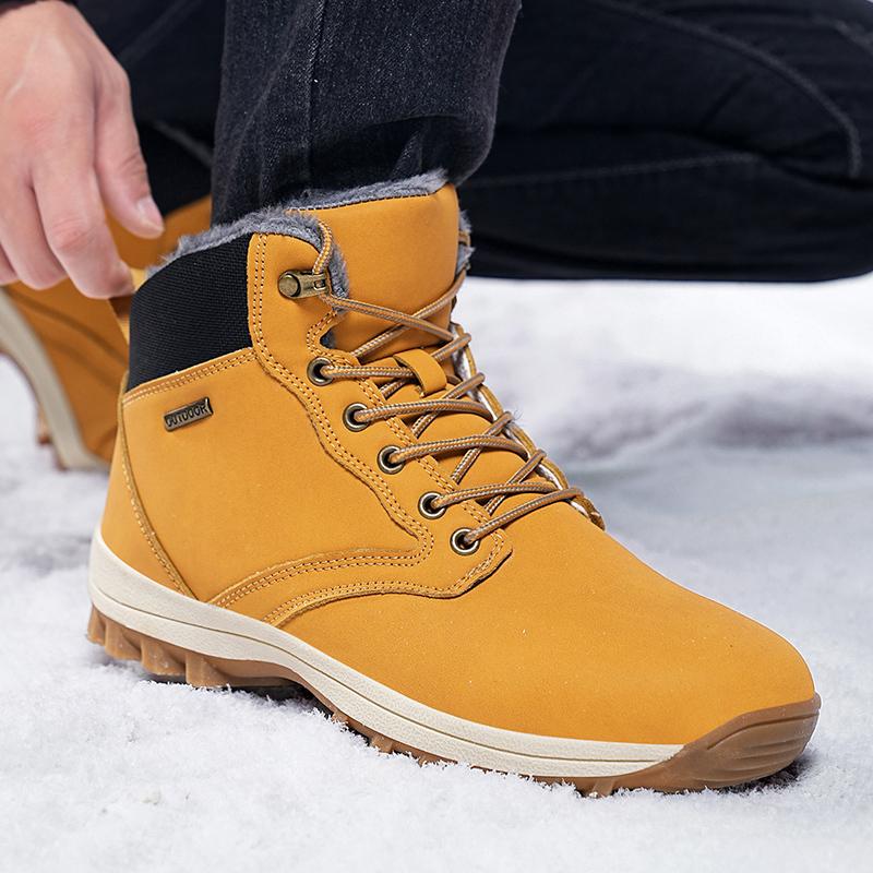 Winter Men Snow Boots Warm Plus Velvet Man Casual Shoes Outdoor Non-slip Cotton Shoes Men Wear-resistant Waterproof Men's Boots
