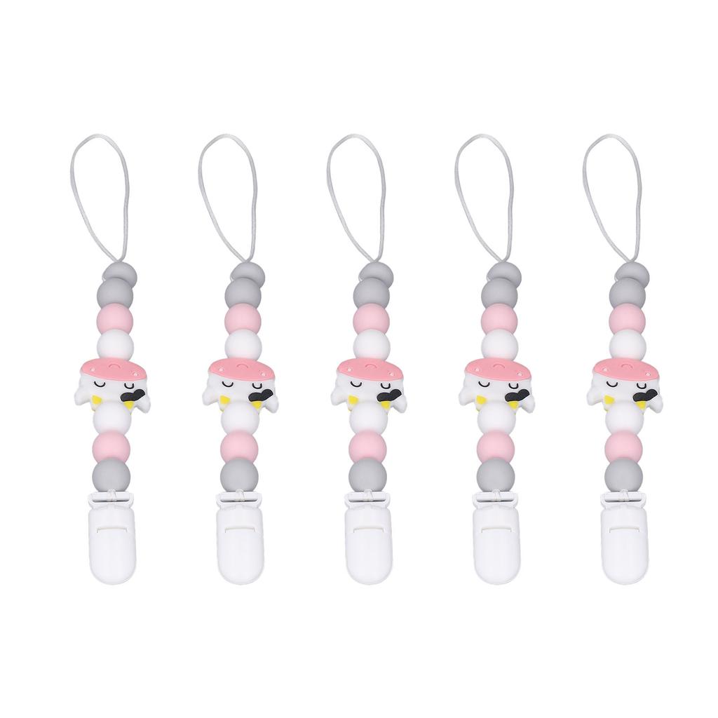 5Pcs Baby Pacifier Clip Food Grade Silicone Prevent Falling Easy To Clean Pacifier Chain for Toddler