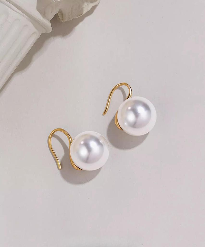 2025 Pure Silver Pearl Stud Earrings for Women - High-End Feel with Ear Drops & High Heels Ear Hooks