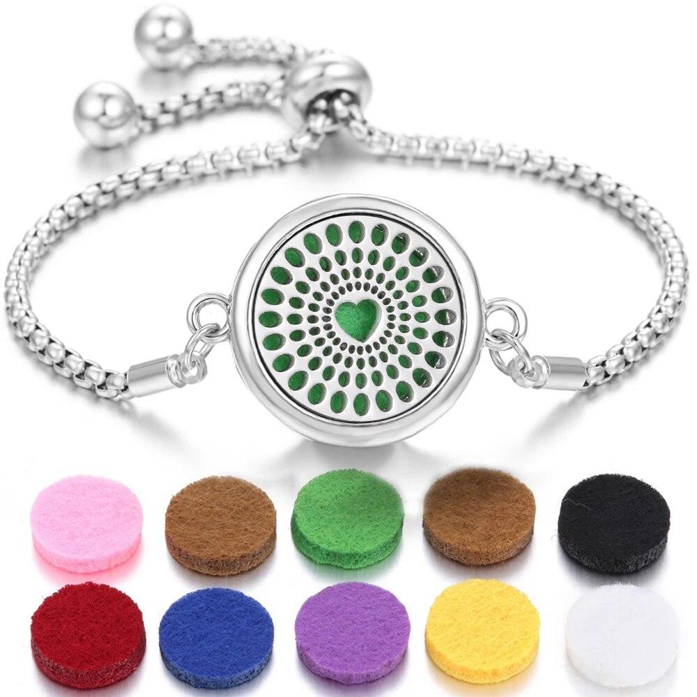 Neue Aromatherapie ätherisches Öl Diffusor Armband Edelstahl Zinklegierung Medaillon Armbänder Aroma Diffusor Parfüm Armband